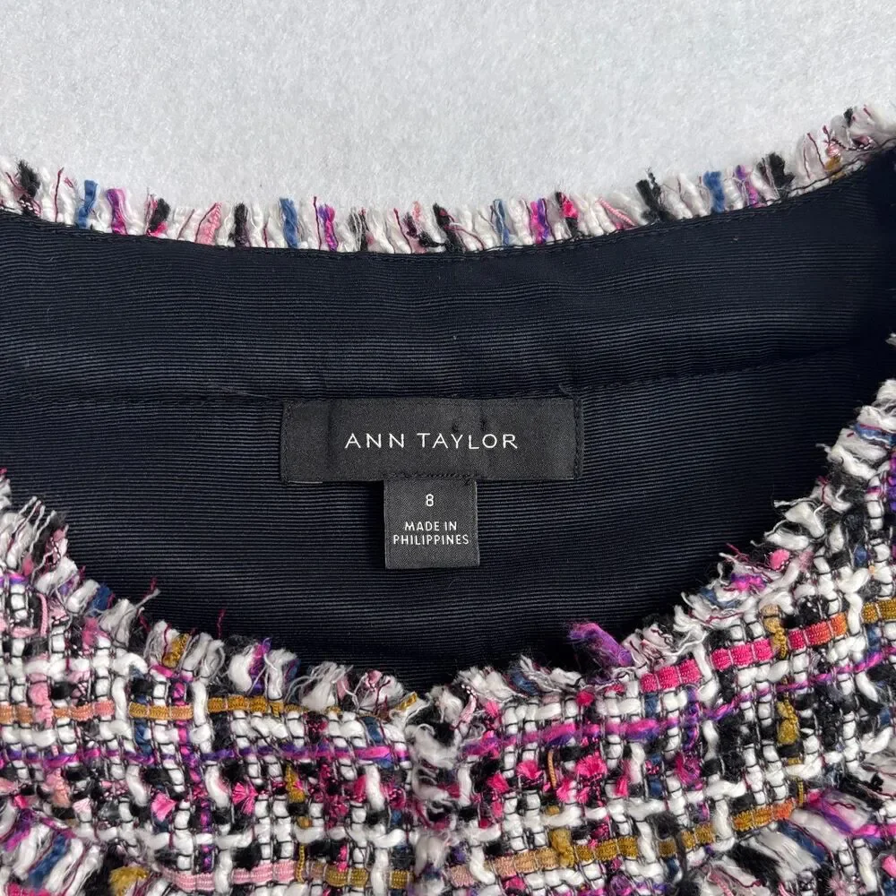 Ann Taylor Tweed Blazer Jacket Women's 8 Multicolor Old Money Career Office